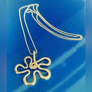 Beads Necklace with big charm silver plate